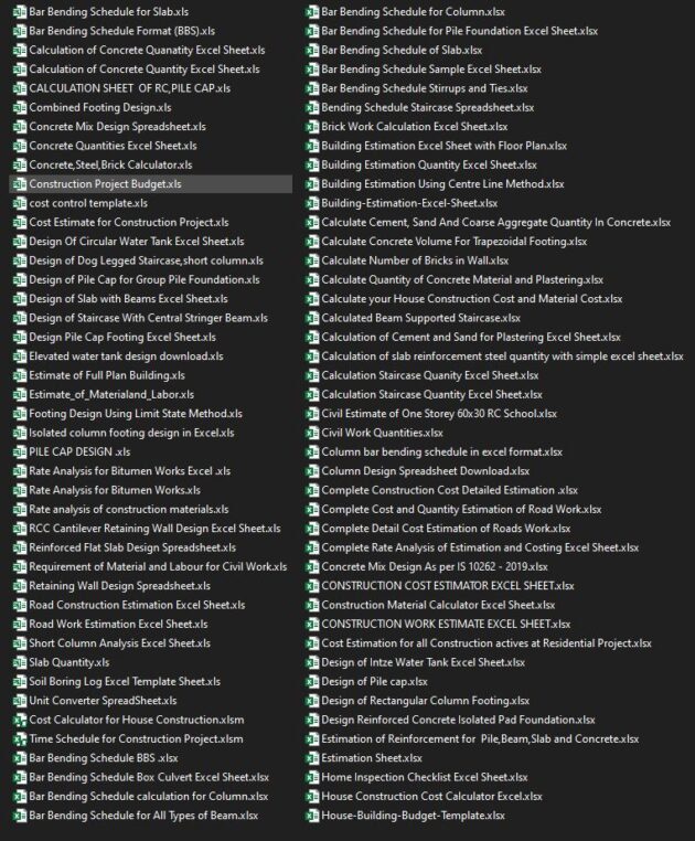 Civil Engineering Calculation Excel Sheet