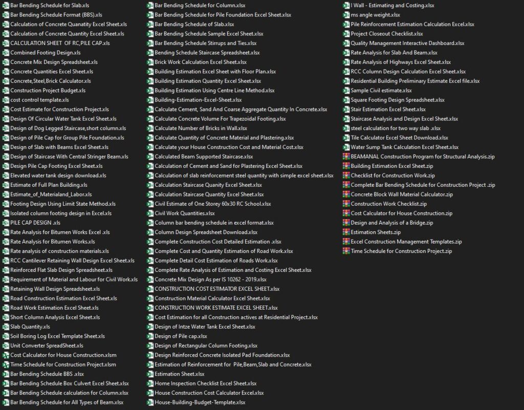 Civil Engineering Calculation Excel Sheet