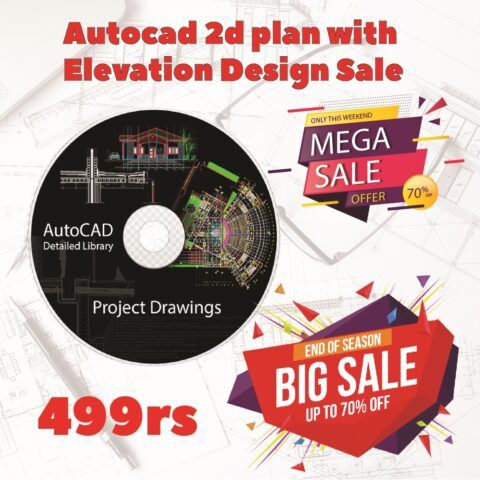 100 2D AutoCad Plan with elevation design