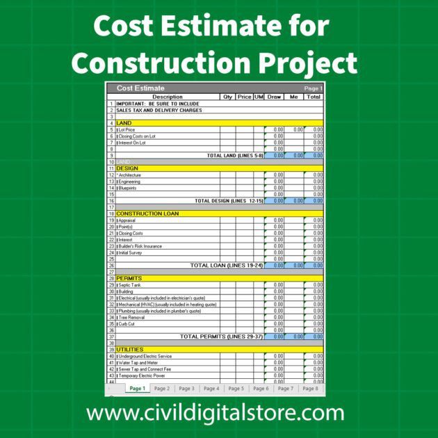 Cost Estimate for Construction Project