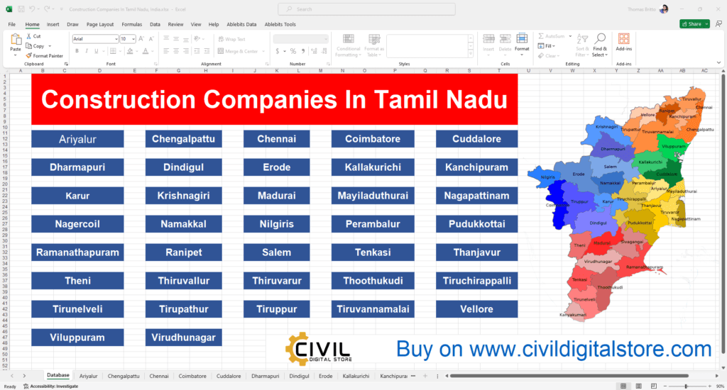 Construction Companies Database in Tamil Nadu